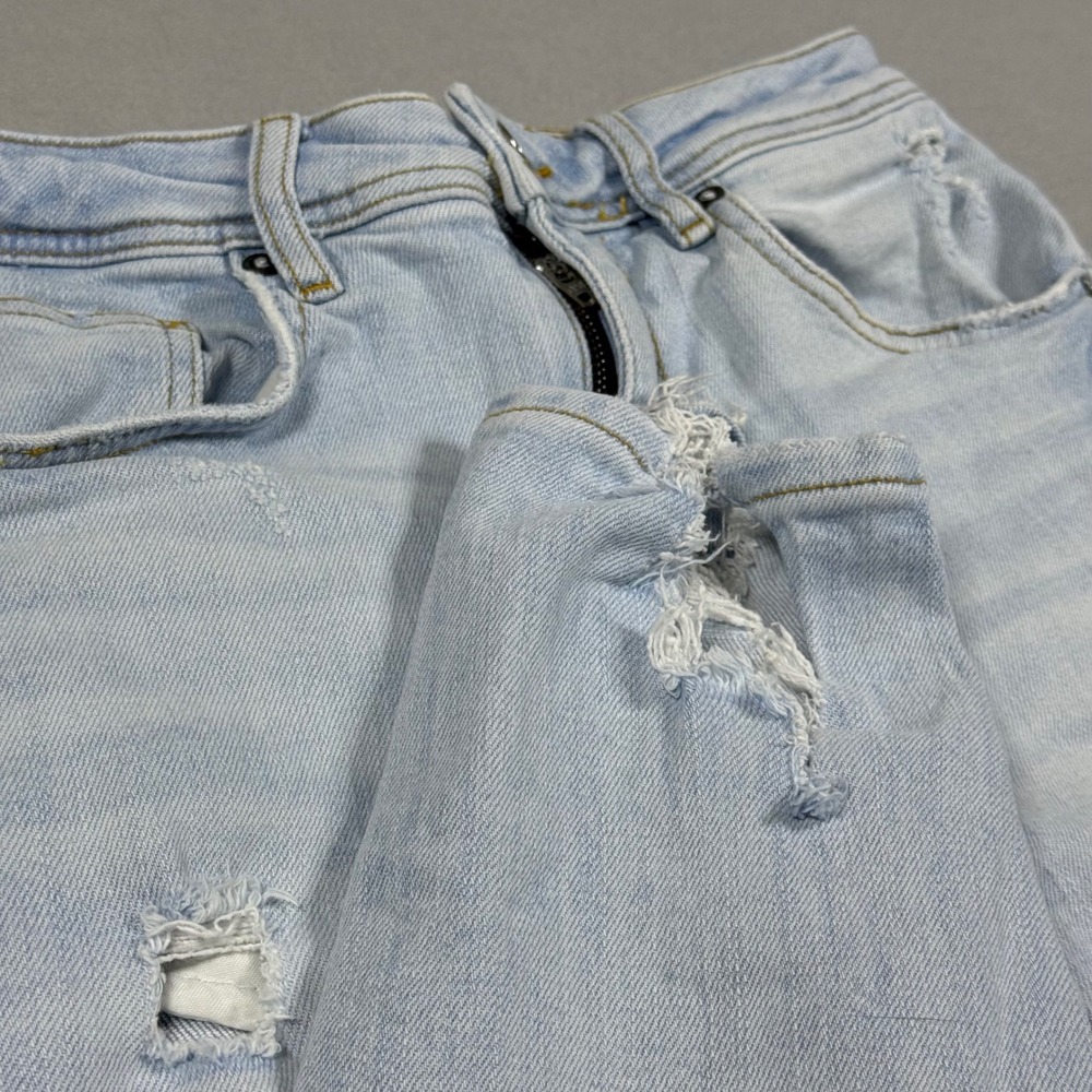 Zara Denimwear Light Wash Distressed Slim Fit Ripped Jeans Mens 29
